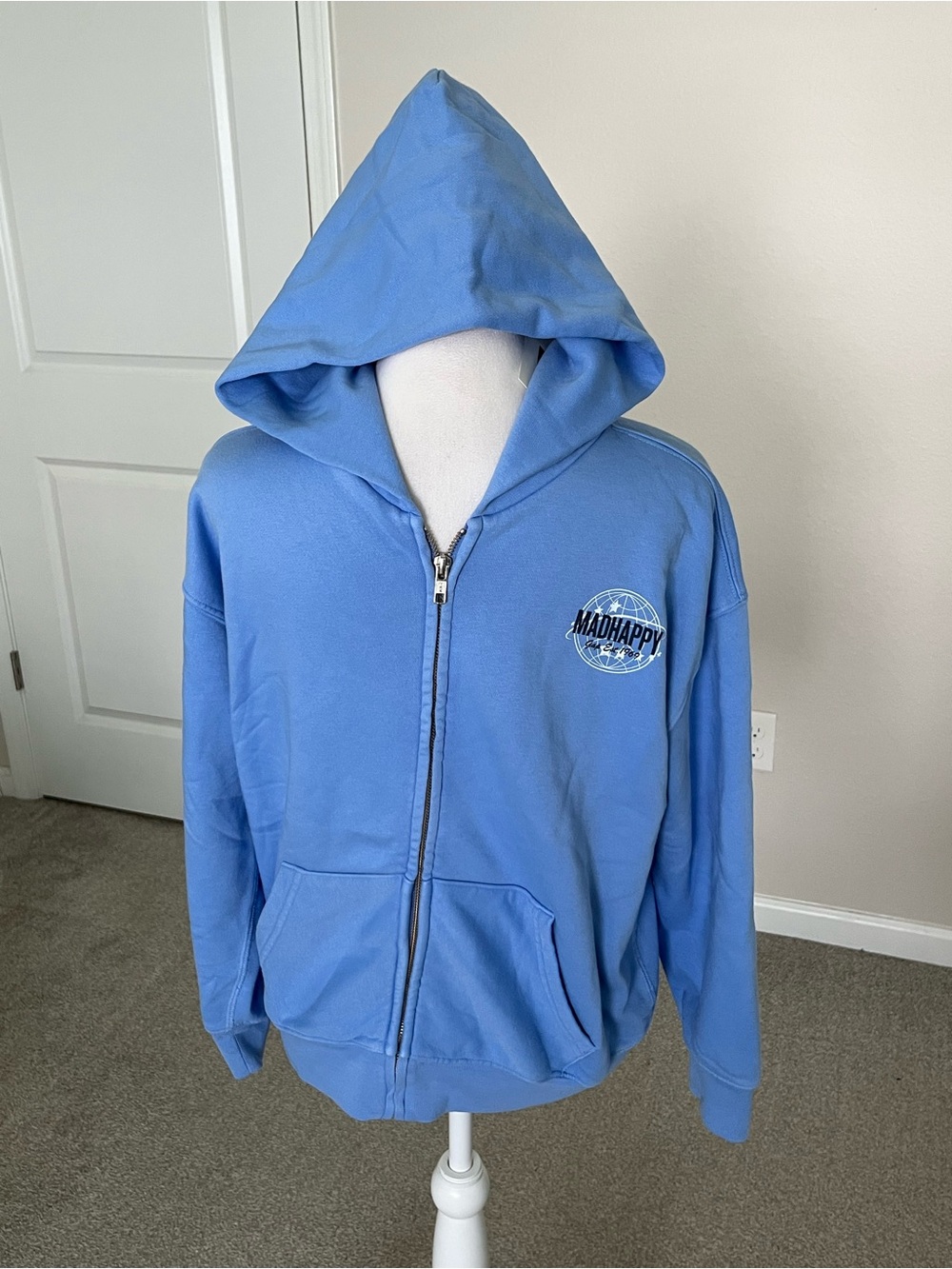 NWT Gap x Madhappy Kids Light Blue Zip Hoodie with Chest Logo Size Large & Small